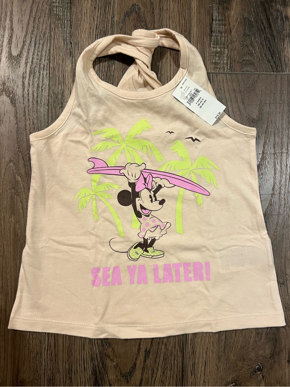GAP Pink Minnie Mouse Surf Tank Top with Neon Green Accents
